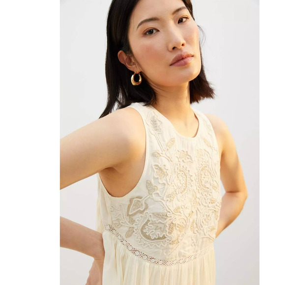 New Anthropologie PINNACLE Embroidered Maxi Dress $238 SMALL Tiered - Picture 2 of 6